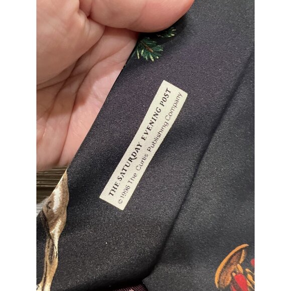 Vintage Christmas Saturday Evening Post Silk Neck Tie Santa & Dog 1996 Canada - Picture 4 of 8